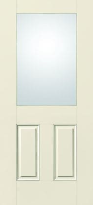 White door with frosted glass panel.